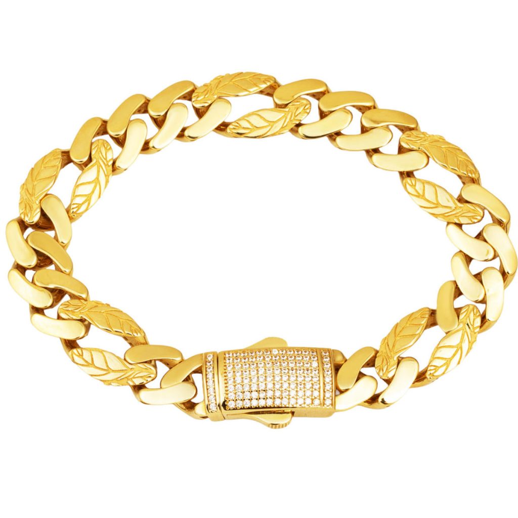 Leaf Model 14 Karat Gold Curb Bracelet