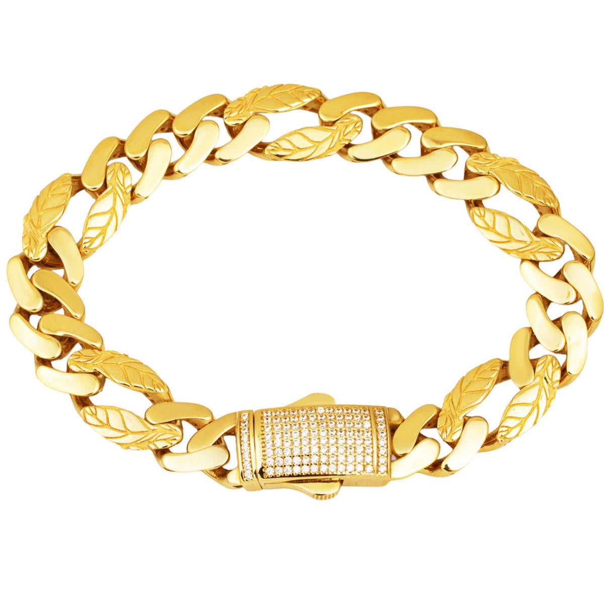 Leaf Model 14 Karat Gold Curb Bracelet