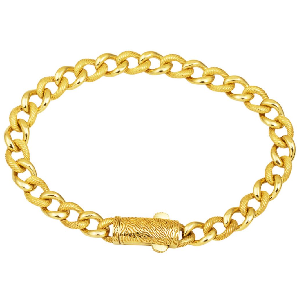 Zebraç with Clasp 14 Karat Gold Curb Bangle