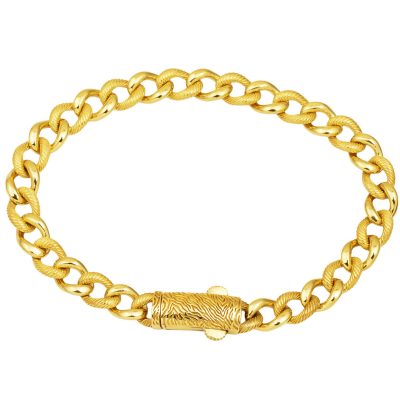 Zebraç with Clasp 14K Gold Curb Bangle