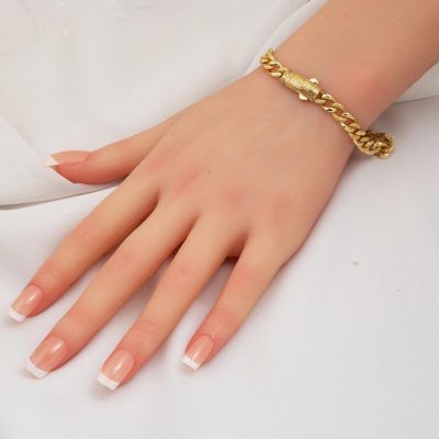 Zebraç with Clasp 14K Gold Curb Bangle - 14K - 10.23g - EZ Gold