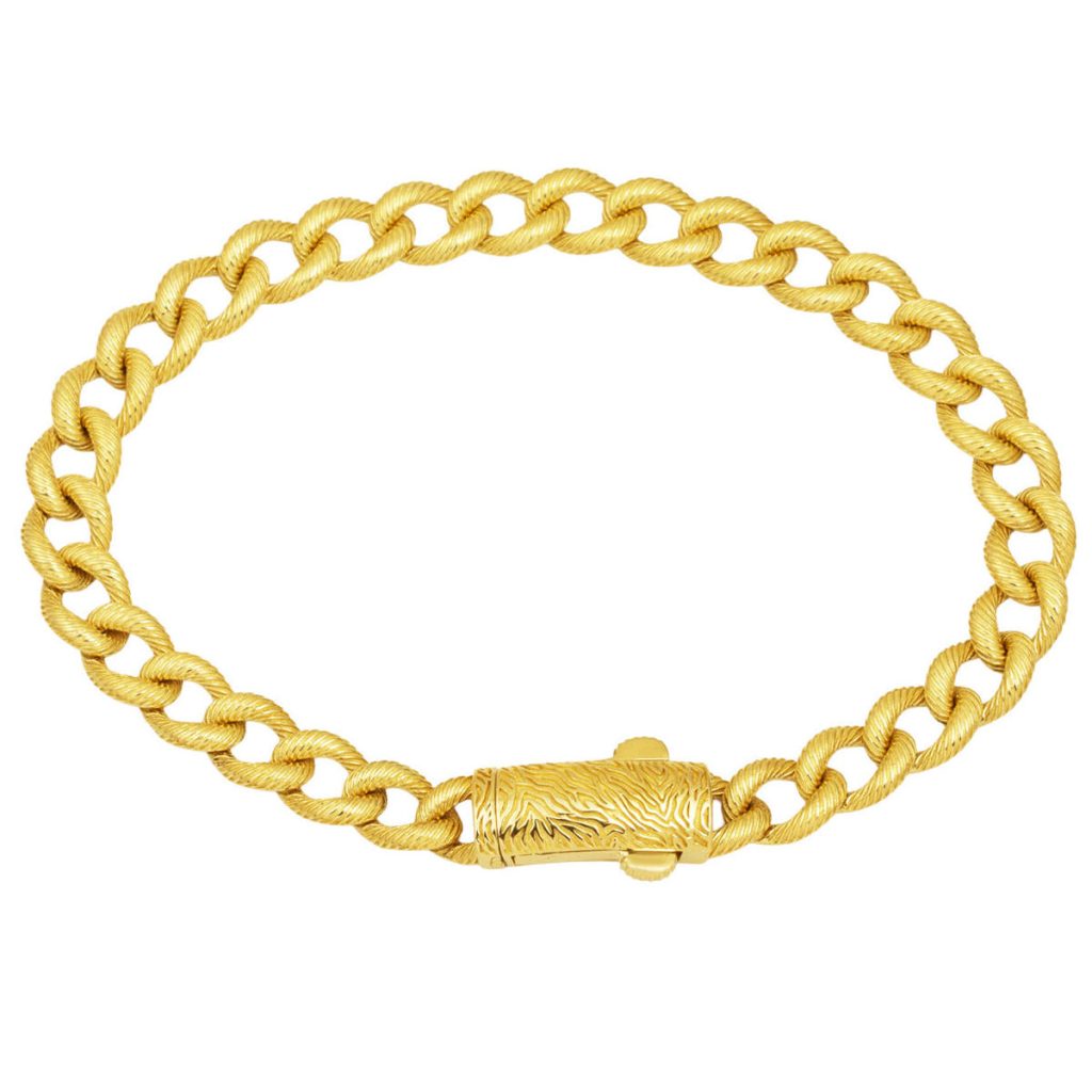 Zebraç with Clasp Gold Curb Bangle 14 Karat