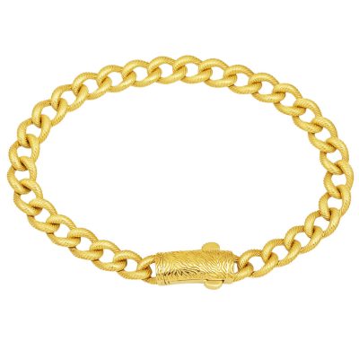 Zebraç with Clasp Gold Curb Bangle 14K