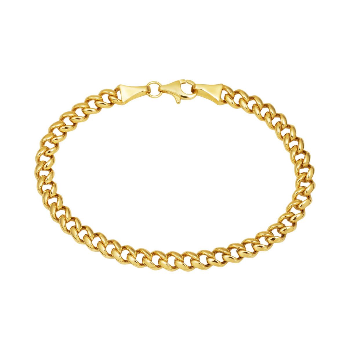Curb Ringed 14 Karat Ünisex Gold Bracelet