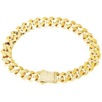 Row with Stones Italian 14K Curb Bracelet