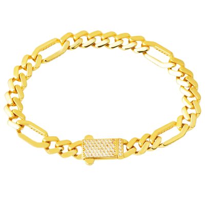 Figaro Zincir Italian Spor Gold Bracelet
