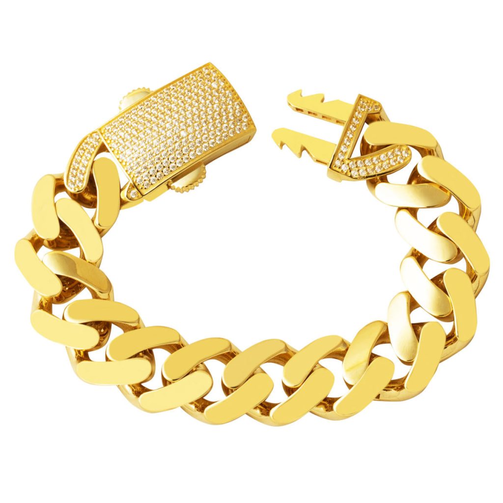 Kutu Kilitli Gourmette Or Bracelet 14 Carats