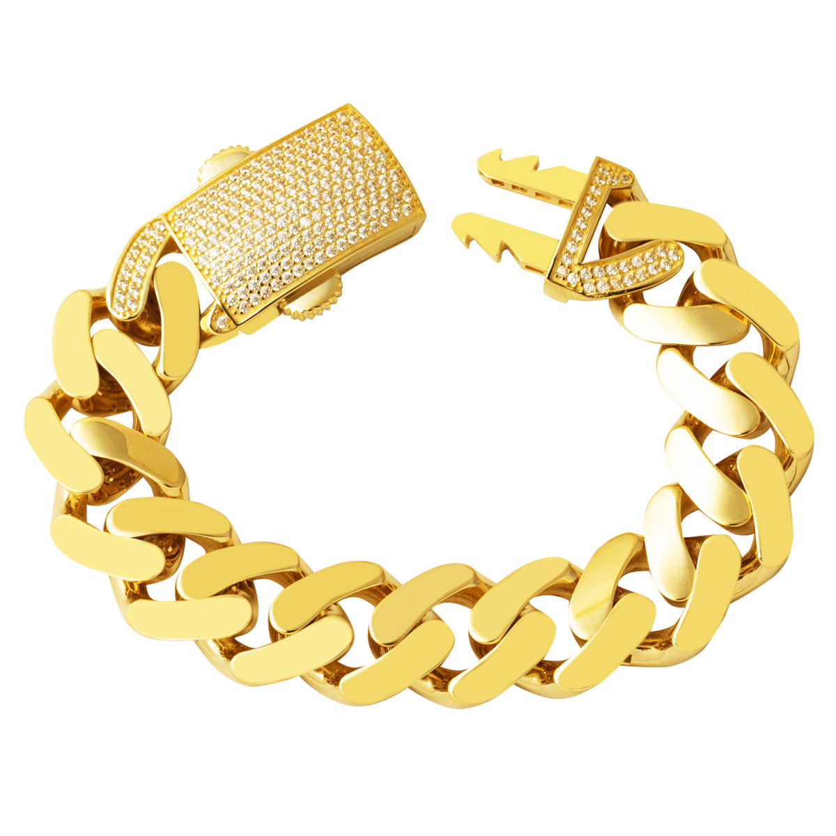 Kutu Kilitli Curb Gold Bracelet 14 Karat