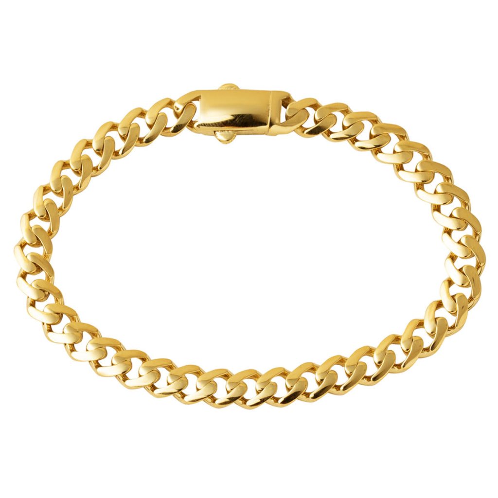 Plain 14 Karat Gold Curb Chain Bracelet