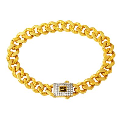 Kalem İşlemeli 14 Carats Jaune Or Gourmette Bracelet
