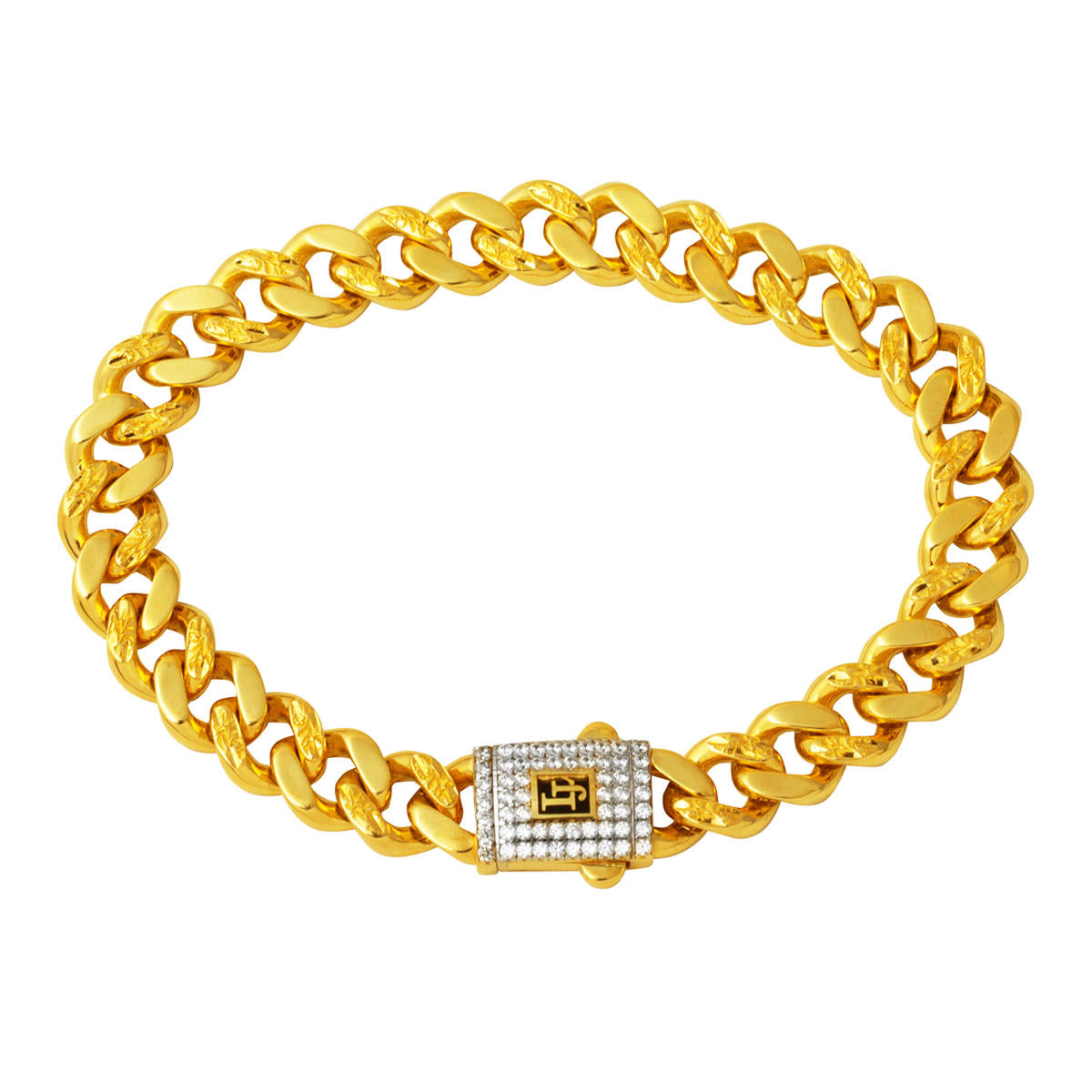 Kalem İşlemeli 14 Karat Yellow Gold Curb Bracelet