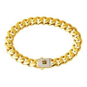 14 Carats avec Pierres Classique Gourmette Or Bracelet