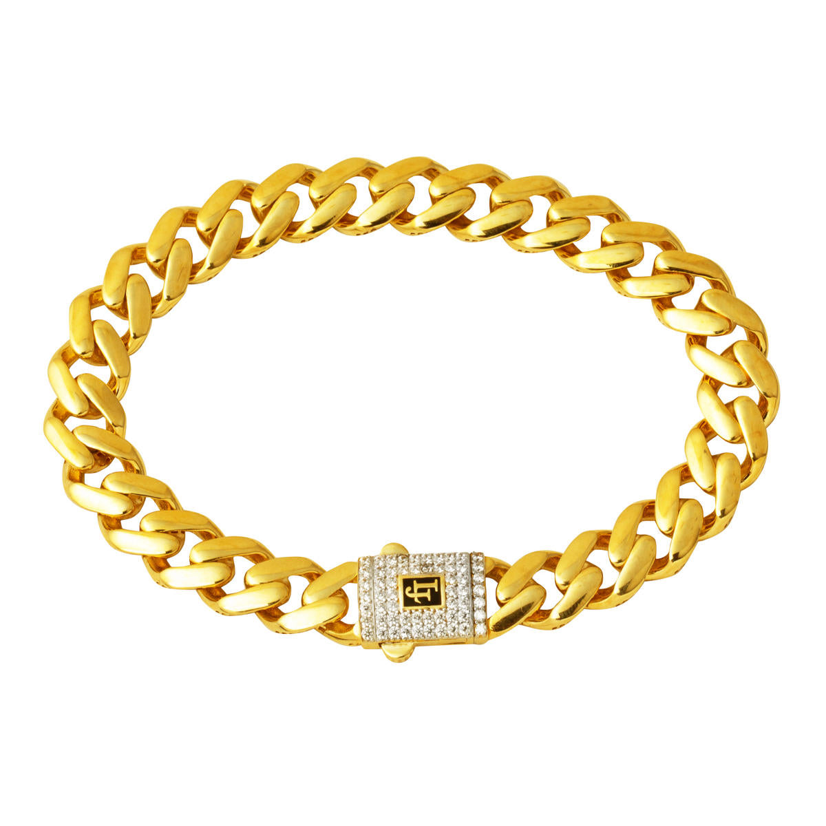 14 Karat with Stones Classic Curb Gold Bracelet