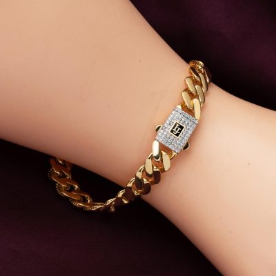 14 Ayar Taşlı Klasik Gurmet Altın Bileklik - 14K - 11.5g - EZ Gold