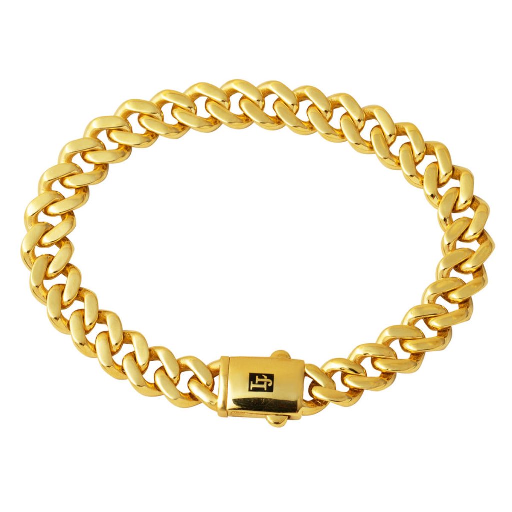 Enamel 14 Karat Curb Chain Gold Bracelet