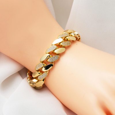 Taşlı 14 Ayar Gurmet Altın Bileklik - 14K - 26.41g - EZ Gold