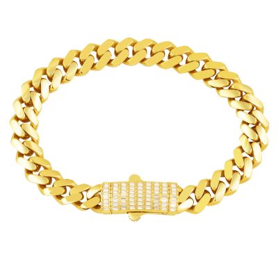 14 Carats Baguette Gourmette Or Bracelet