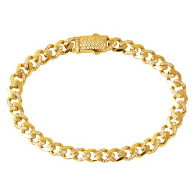 Atlamalı avec Pierres 14 Carats Gourmette Or Bracelet
