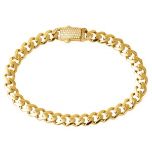 Tokası with Stones Curb Bracelet 14 Karat Gold