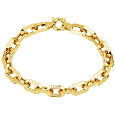Kare Ringed Gold Ataç Bracelet
