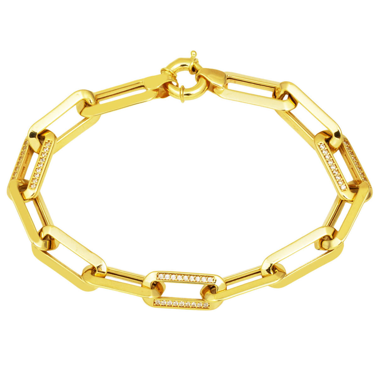 Simit Kilitli Gold Paperclip Chain Bracelet