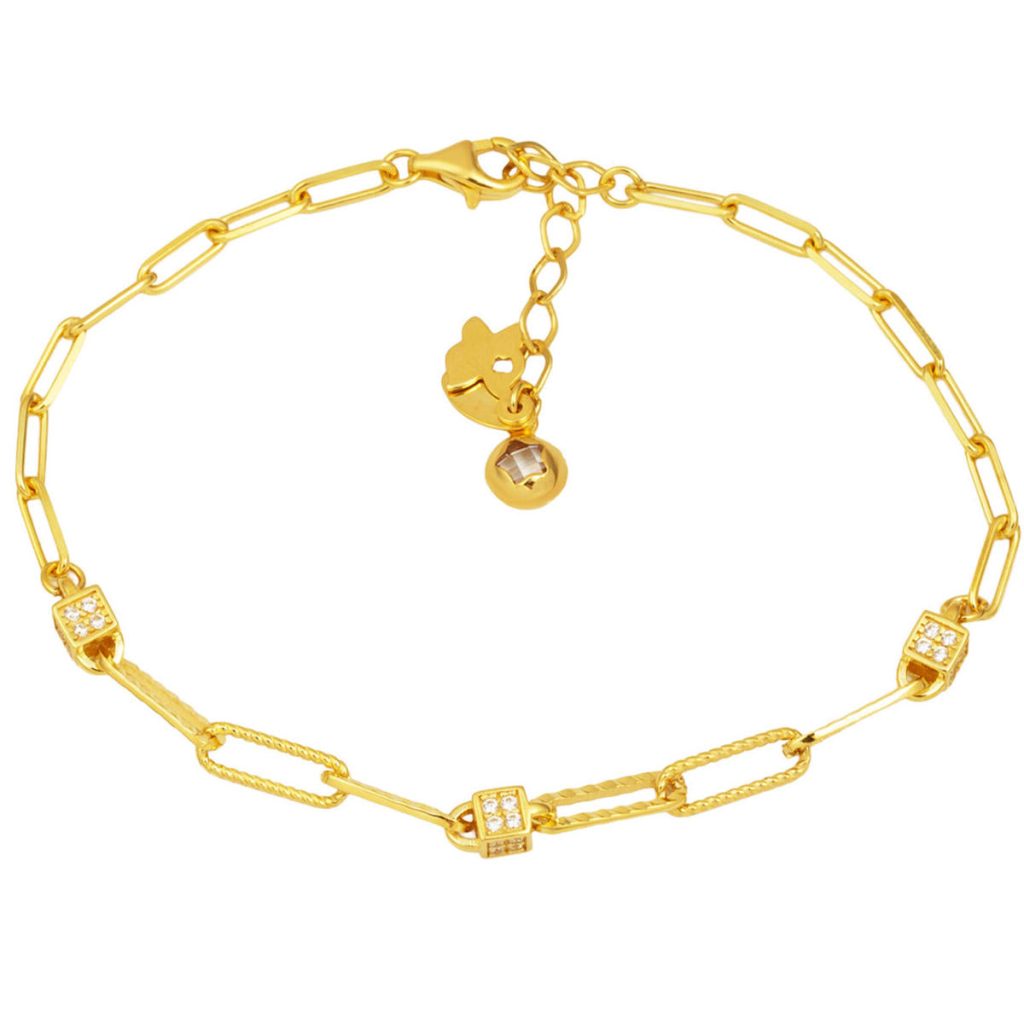 Yellow Gold Paperclip Chain Bracelet