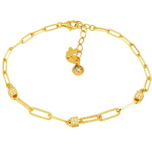 Yellow Gold Paperclip Chain Bracelet