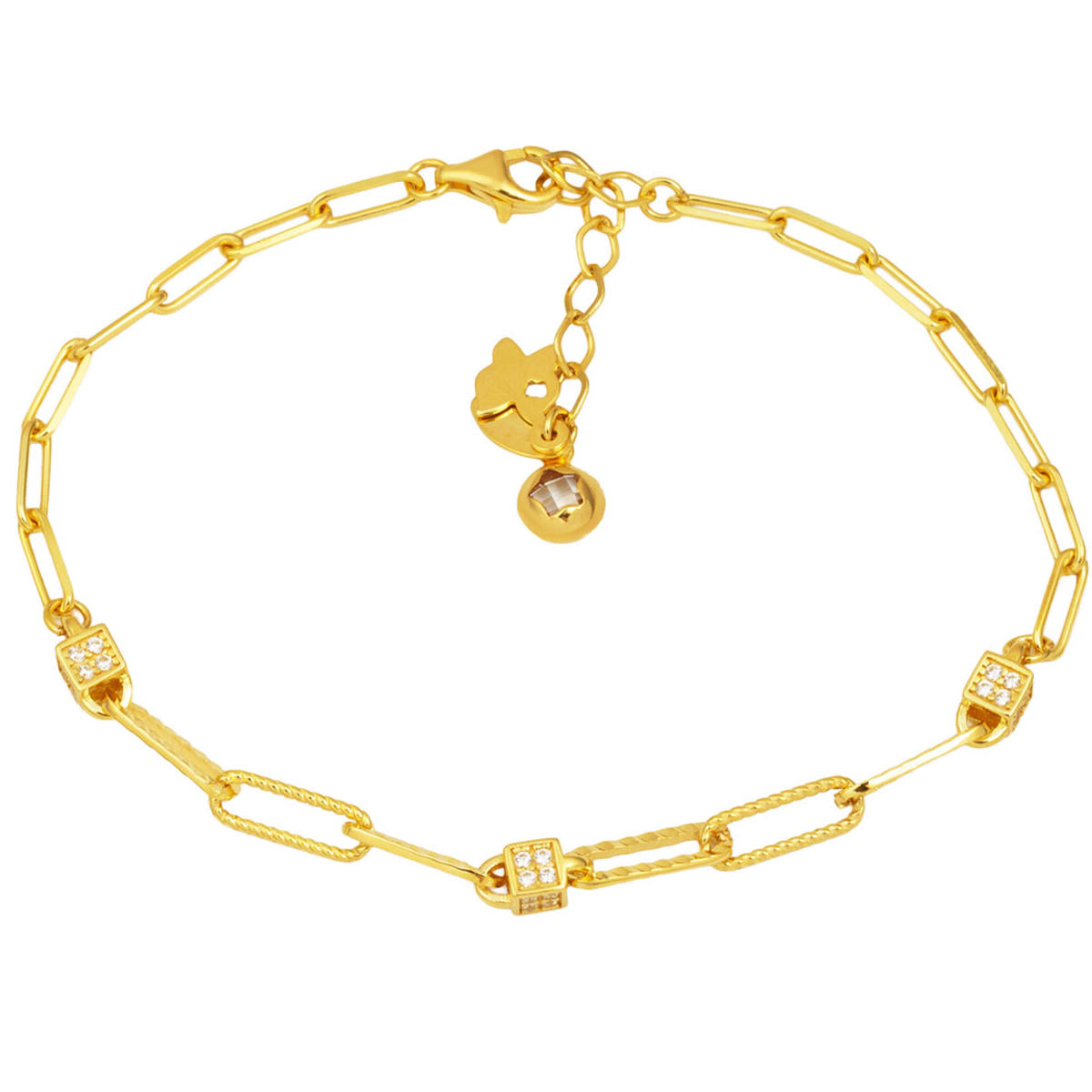 Yellow Gold Paperclip Chain Bracelet
