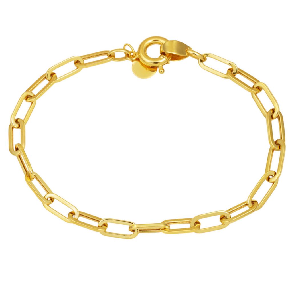Paperclip Chain Spor Gold Bracelet