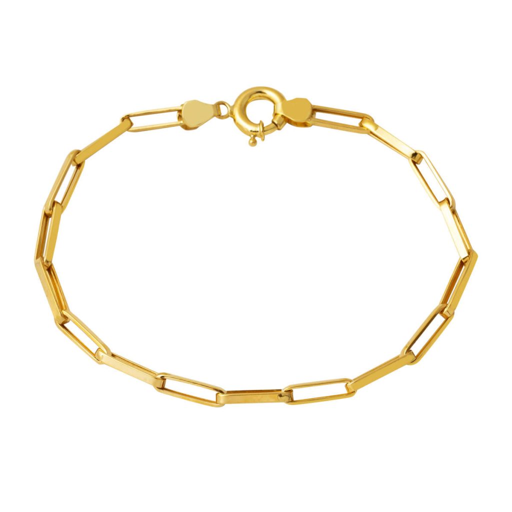 Paperclip Chain Gold Bracelet 14 Karat