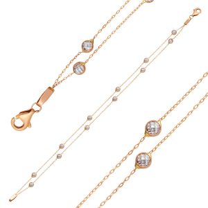 with Stones 14 Karat Gold Tiffany Chain Bracelet