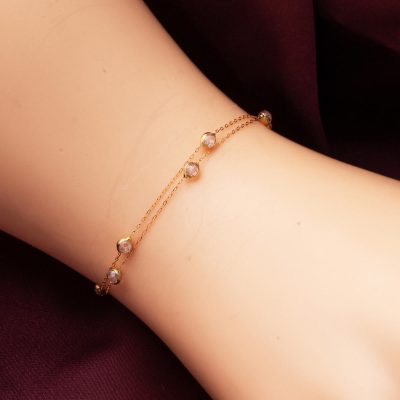 with Stones 14K Gold Tiffany Zincir Bracelet - 14K - 2.11g - EZ Gold