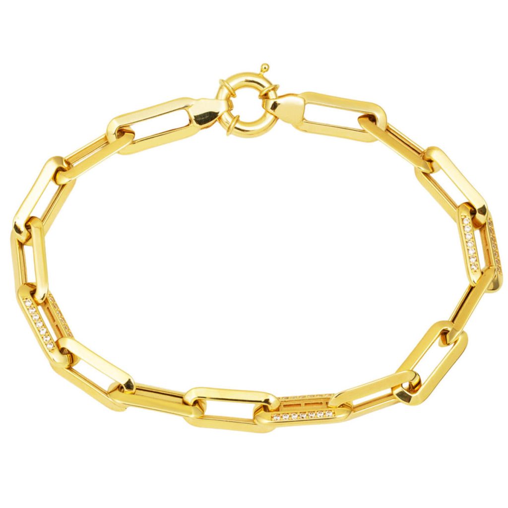 Trombone Chaine Simit Kilitli Jaune Or Bracelet