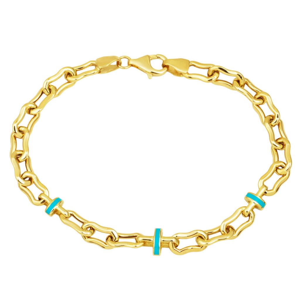 14 Carats Or Émaillé Trombone Bracelet