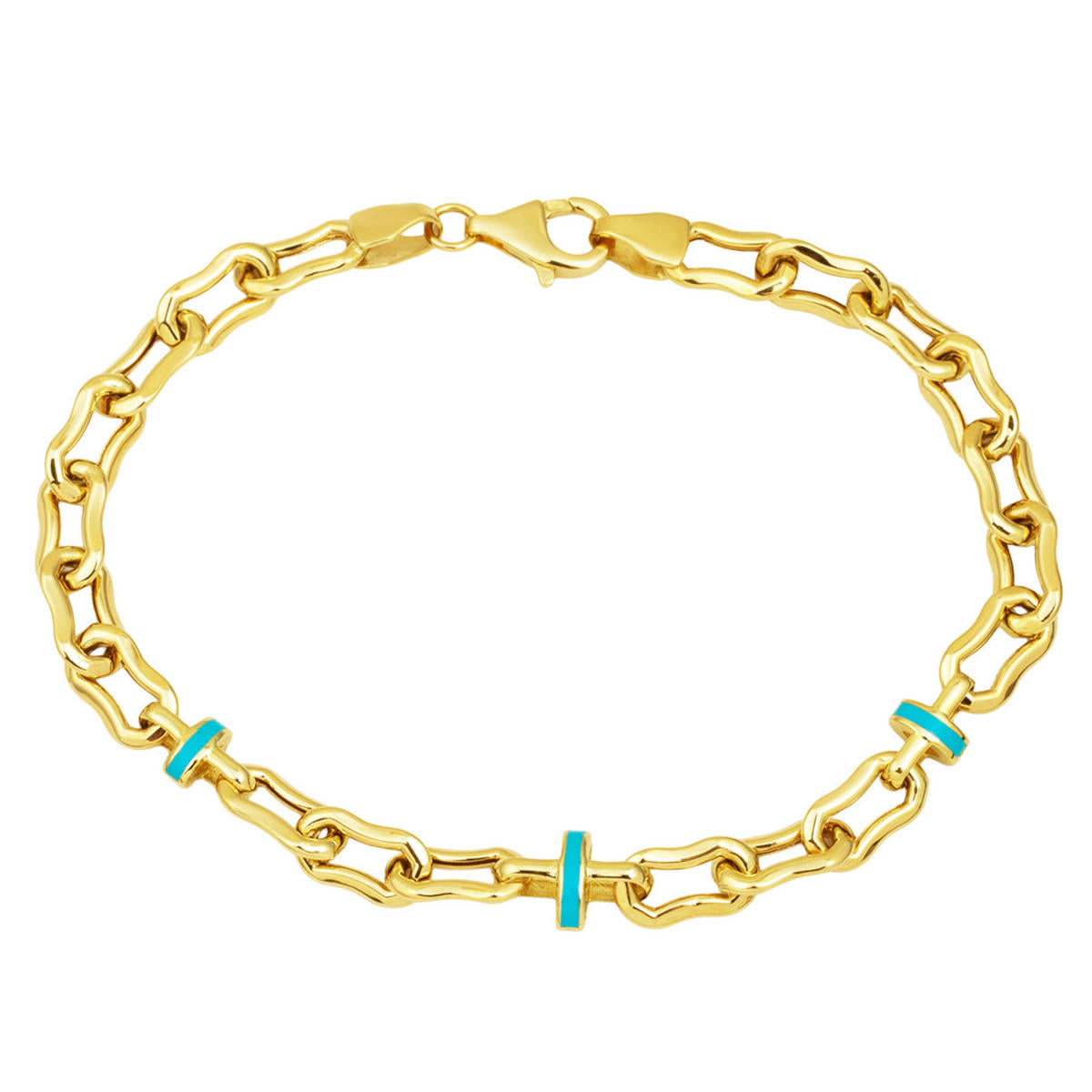 14 Carats Or Émaillé Trombone Bracelet