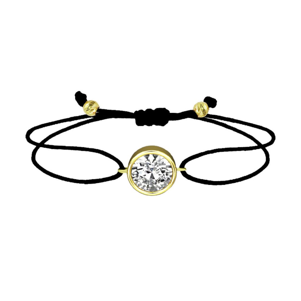 Tek with Stones İpli Gold Bracelet