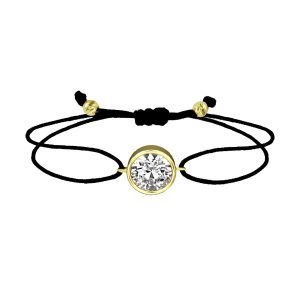 Tek with Stones İpli Gold Bracelet