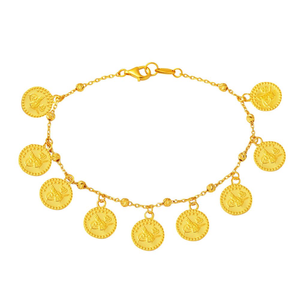 22 Karat Tughra Ball Beaded Gold Bracelet