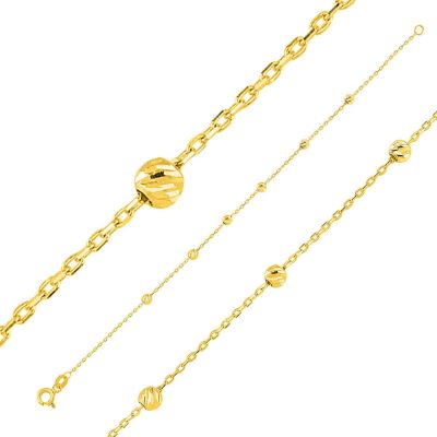 Beaded 22K Gold Zincir Bracelet