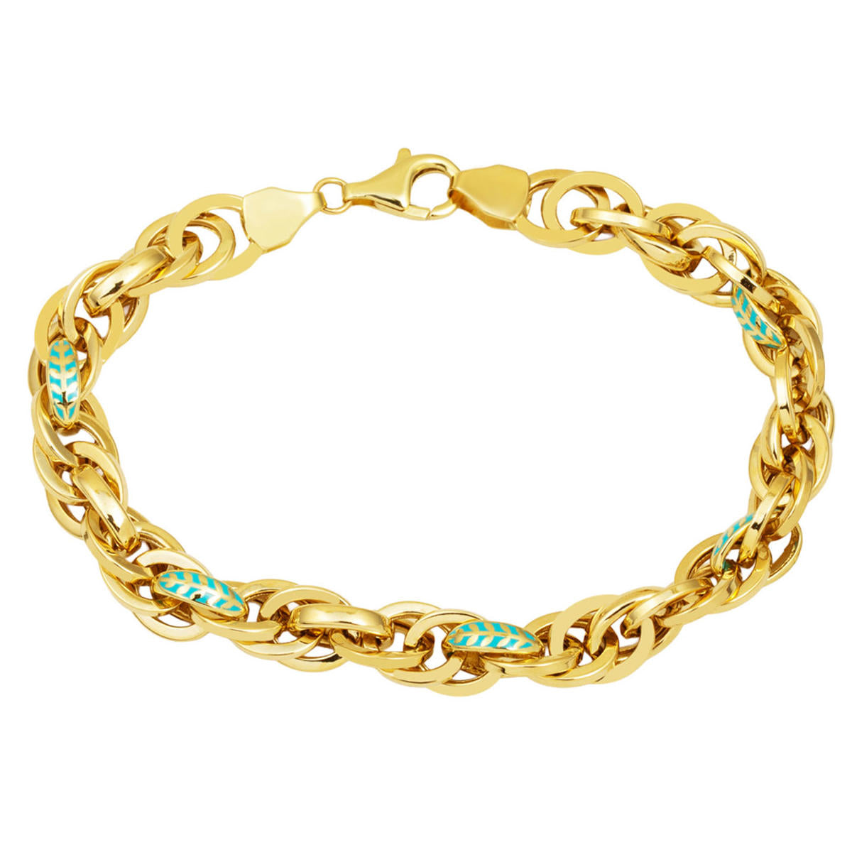 Leaf Desenli 14 Karat Gold Hallow Bracelet