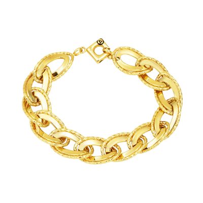 Twist Ringed 14K Plain Gold Bracelet