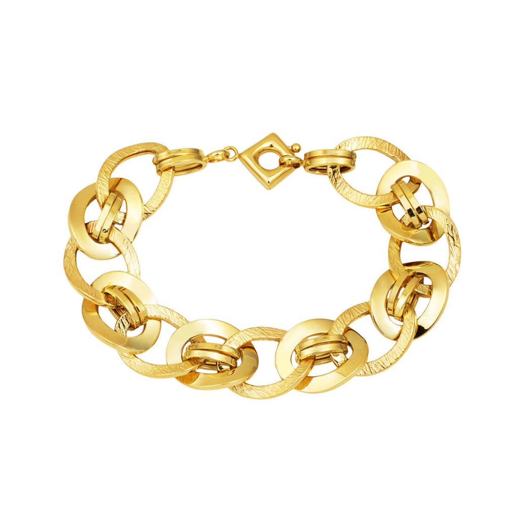 Carré Kilitli sans Pierre 14 Carats Or Bracelet