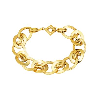 Kare Kilitli Plain 14K Gold Bracelet
