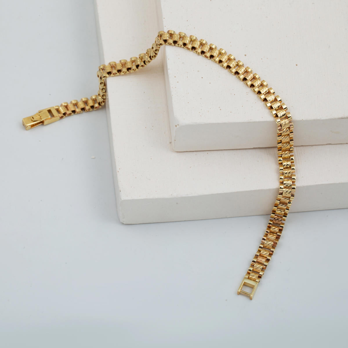 14 Ayar Altın Modern Tasarım Rolex Bileklik - Görsel 4