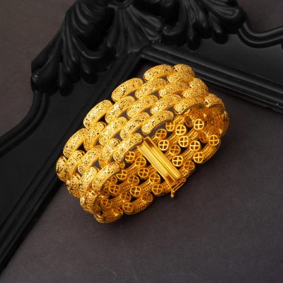 Italian 14K Gold Geniş Cuff Bracelet - 14K - 41.55g - EZ Gold