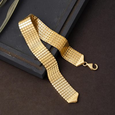 14 Ayar Minimal Küp Desenli Füzyon Altın Bileklik - 14K - 13.43g - EZ Gold