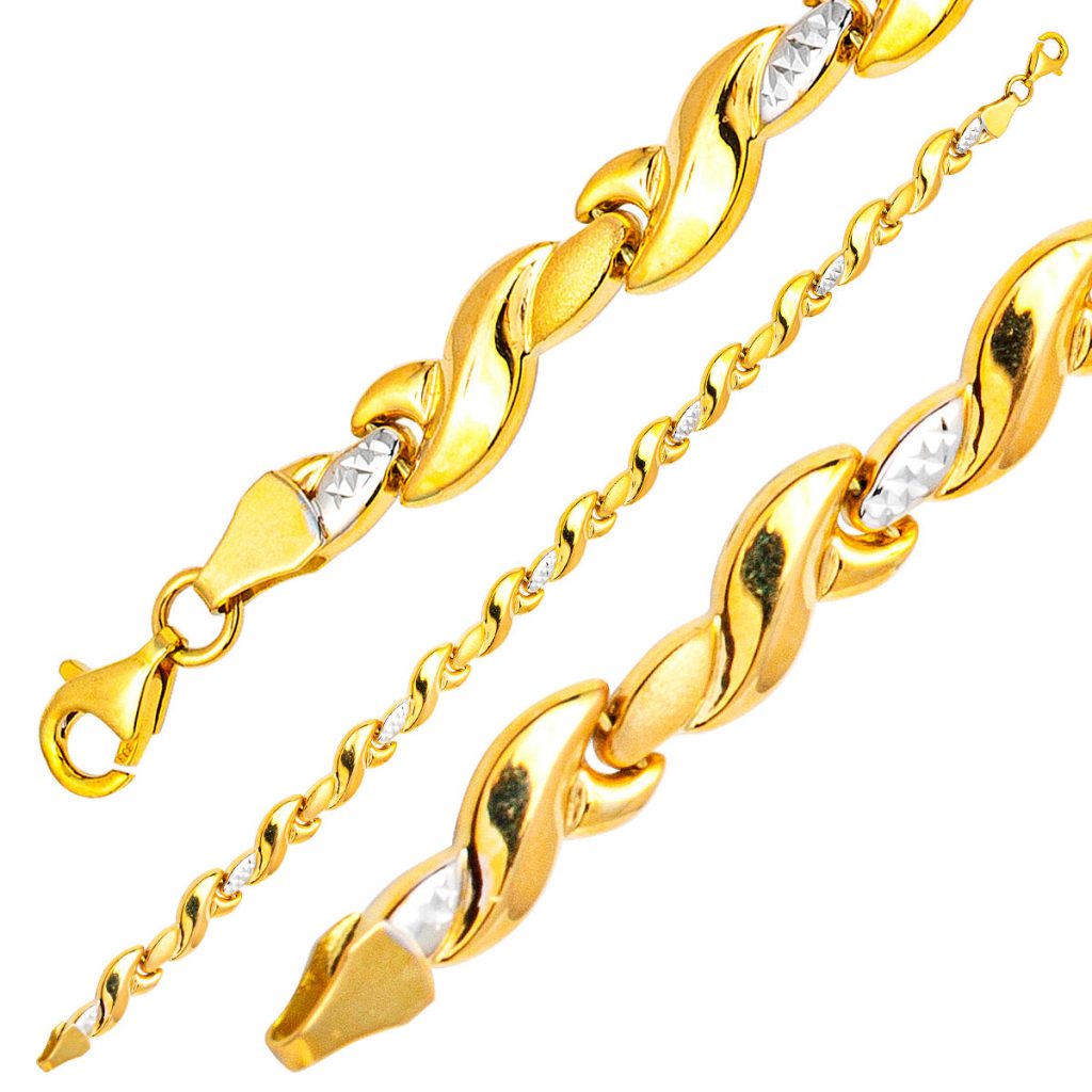 2 Colored 14 Karat Gold Bracelet