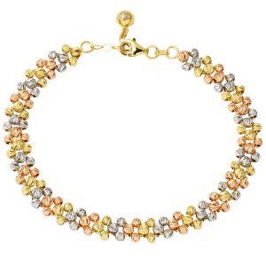 3 Rangs Top en Or 14 Carats Bracelet