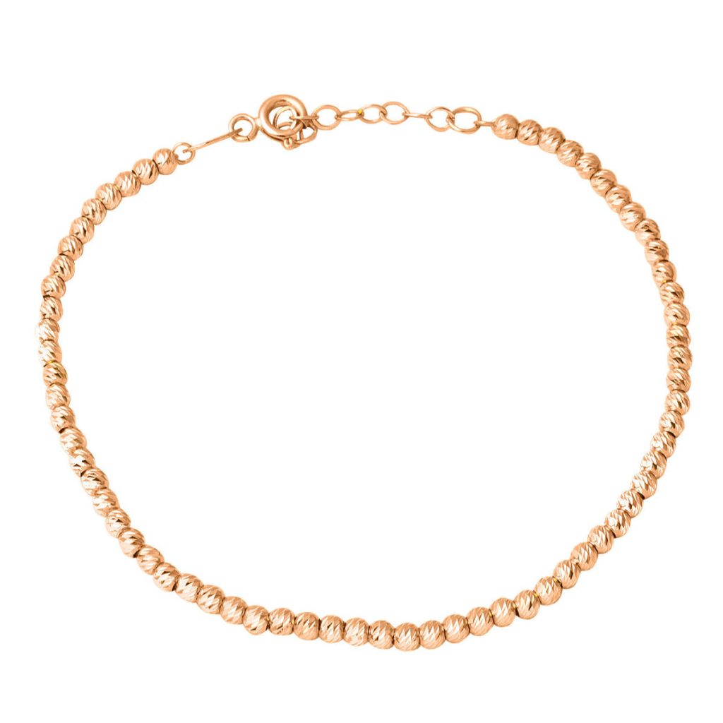 Boules en Or 14 Carats Rose Or Chaine Bracelet