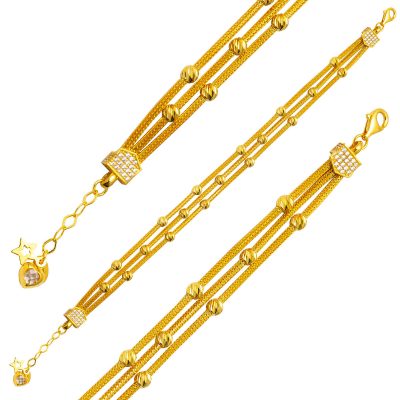 3 Row Zincirli 14K Gold Bracelet